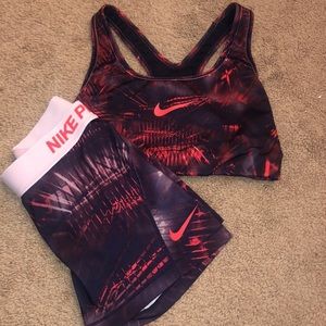 Matching patterned nike pro set